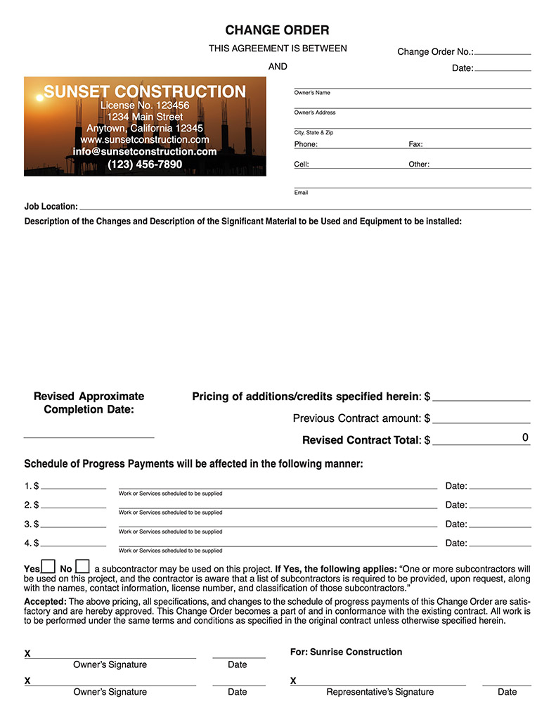 Custom Electronic Change Order