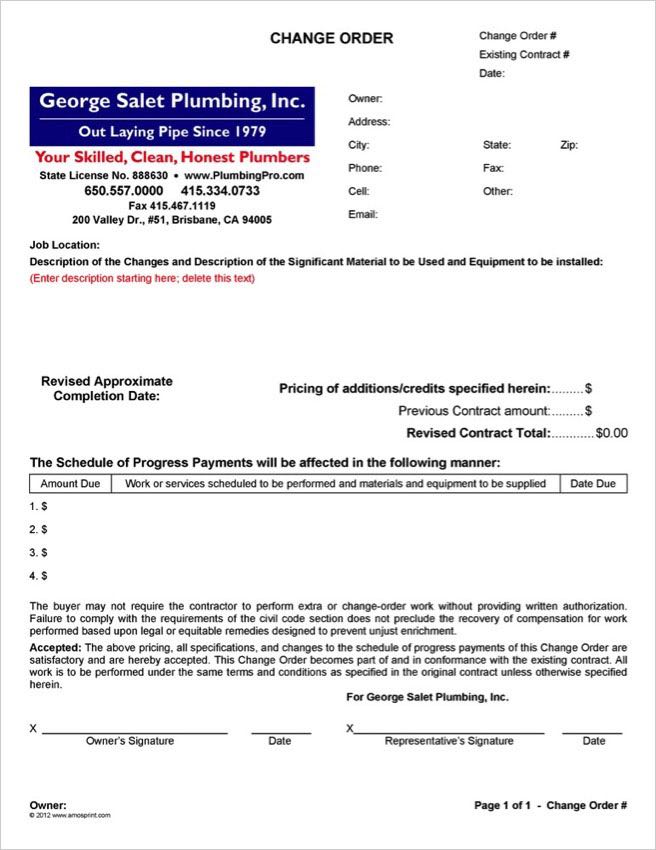 Custom Electronic Change Order