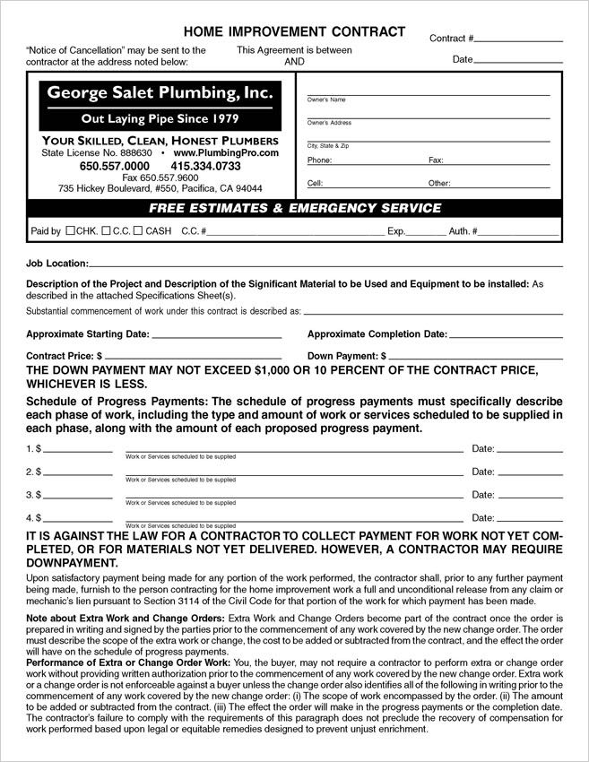 Custom PDF California Home Improvement Contract